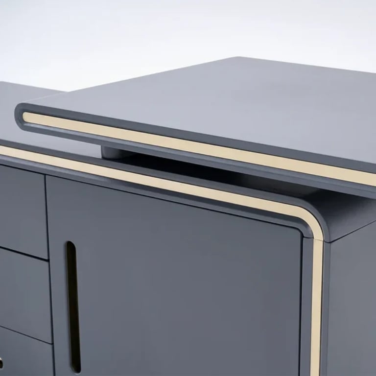 صورة لارو – مكتب عصري من الخشب الطبيعي مع خزانة ملفات وأدراج