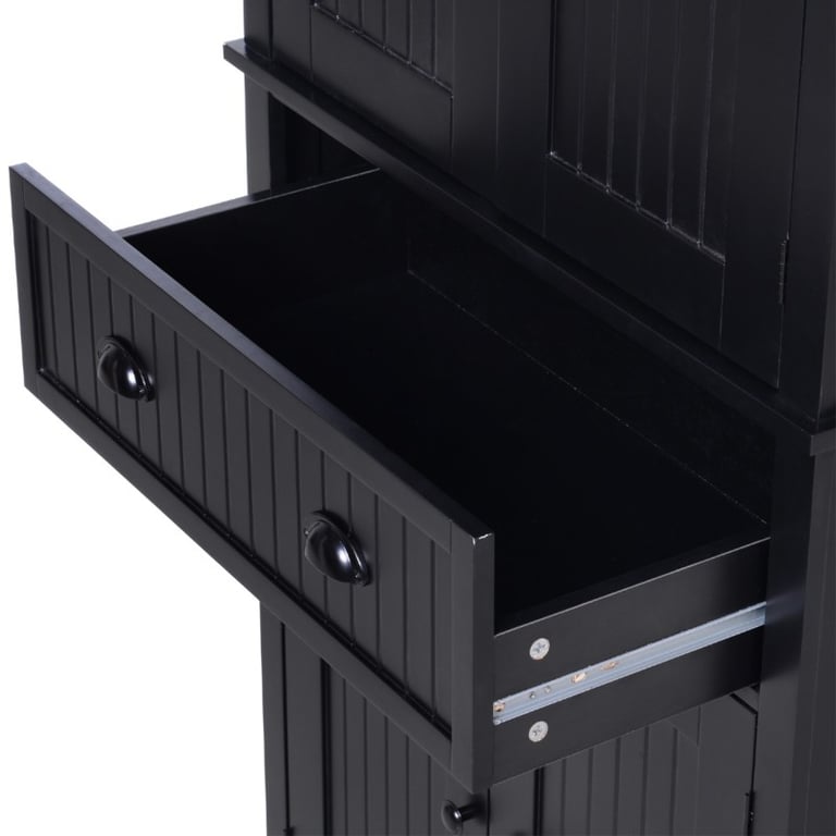 Kity Kitchen Pantry Cabinet – Natural Wood with Dark Modern Finish