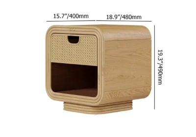 صورة طاولة غرفة نوم راتان مع خشب طبيعي - دمنال