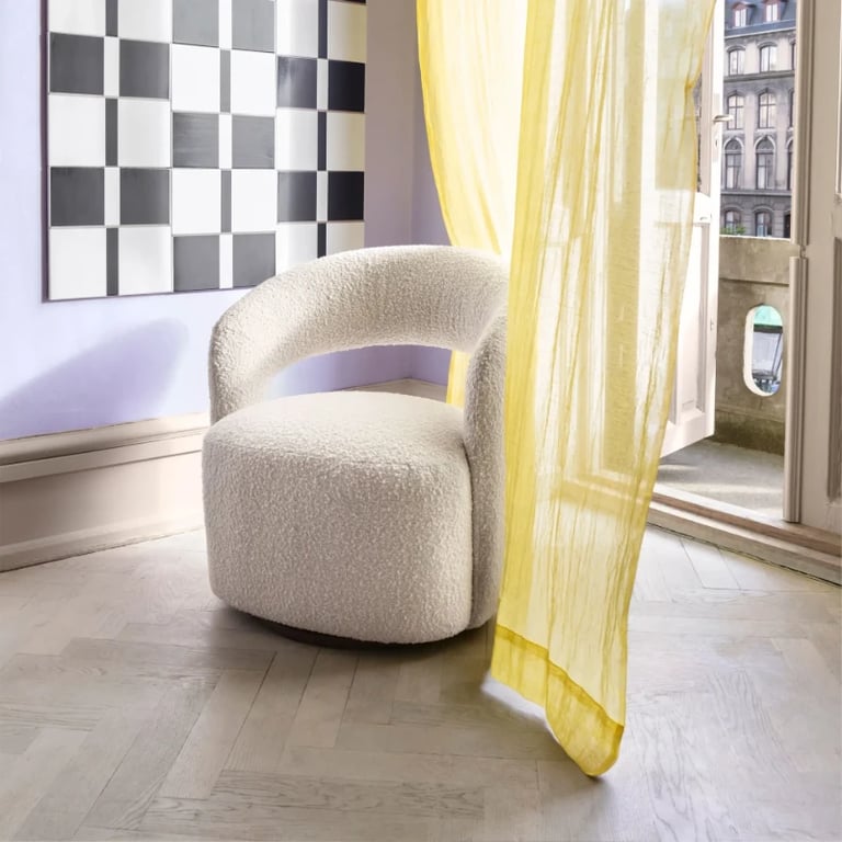 Picture of Patchie Patchwork Accent Chair – Soft Upholstery with Natural Wood Base