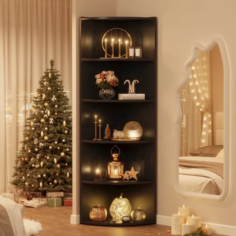 Marvo – Modern Natural Wood Corner Bookcase