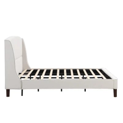 Monroe – Elegant Upholstered Bed with Natural Wood Frame