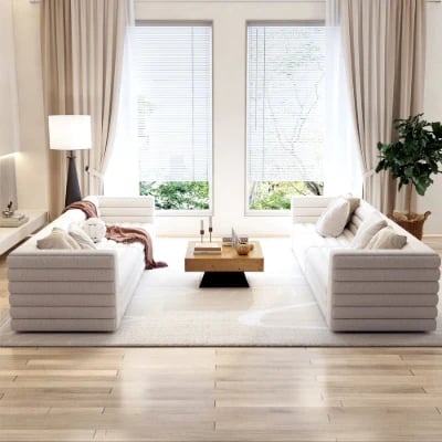 صورة سوريلا كنبة ركنية بشكل حرف يو – ٨ مقاعد – بقاعدة من الخشب الطبيعي