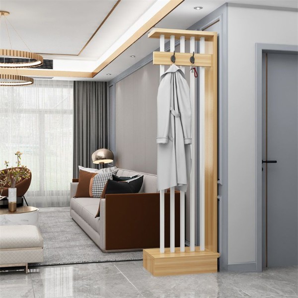 Rion – Wooden Room Divider with Modern Slatted Design and Hooks