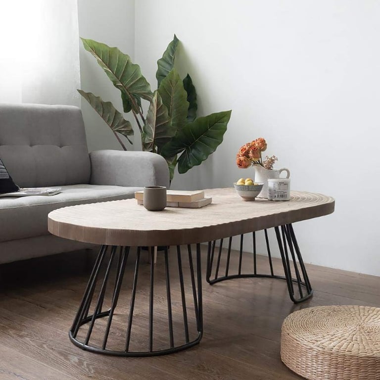 Ravine Coffee Table – Natural Wood with Sculpted Rings