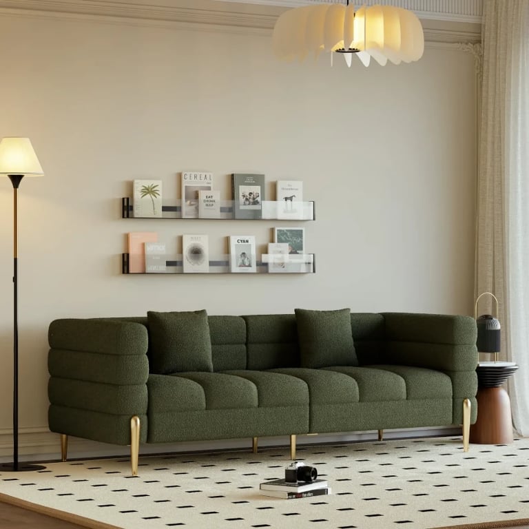 Verdi Sofa Set – Two Sofas in Modern Design made of Natural Wood with Gold Legs