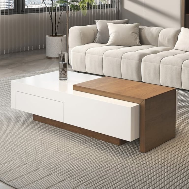 Picture of Crova Natural Wood Coffee Table-Sliding Storga