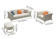 Marcelline – Sofa, Armchair & Ottoman Set with Elegant Natural Wood Accents | Customizable Design