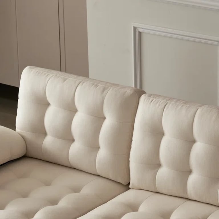 صورة جيڤارا كنبة ركنية على شكل يو– 3 قطع بقاعدة من الخشب الطبيعي