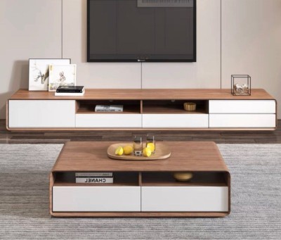 Picture of Helenville Modern Natural Wood Coffee Table - 4 drawers