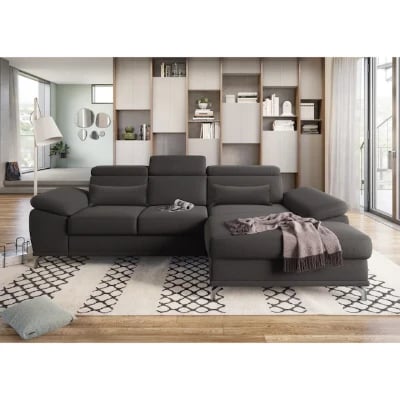 صورة بيكانو كنبة ركنية على شكل حرف  الـ – بقاعدة من الخشب الطبيعي