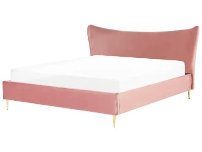 Velora Upholstered Bed – Padded Headboard with Gold Stainless Steel Legs