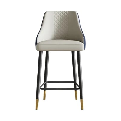 Élégance Bar Stool – Quilted Back with Gold Accents - Natural wood
