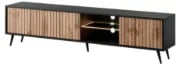 Picture of Nedra Black Natural Wood TV unit  with LED Shelves