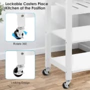 Yonn Rolling Kitchen Island with Solid Wood Top