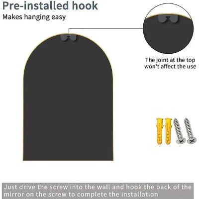 BEAUTYPEAK Wall Mounted Mirror, Bathroom Mirror, Black Vanity Wall Mirror w Metal Frame