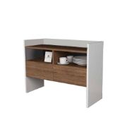 Picture of Nordéa Coffee Corner Cabinet – Natural Wood Shelves with White Frame .