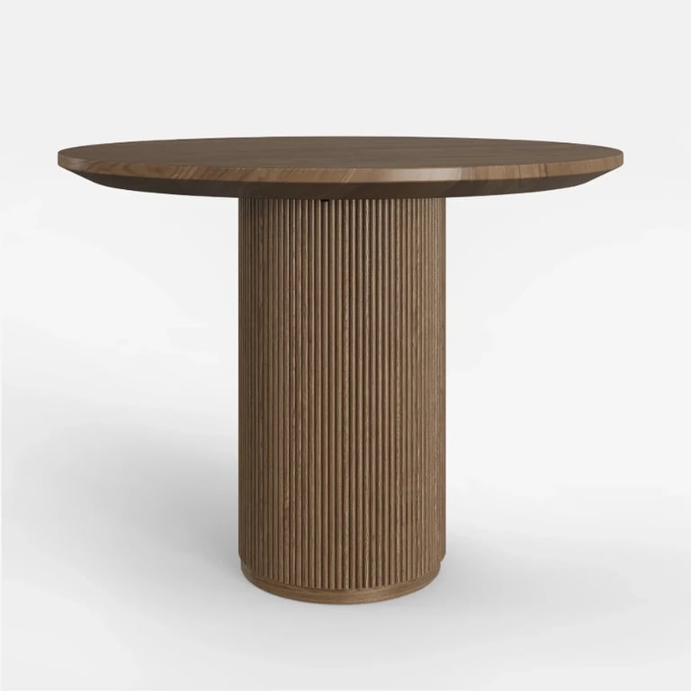 Picture of Merso Round Dining Table – Fluted Base & Natural Wood Top