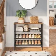 Liora - Natural Wood Shoe Storage Unit with Metal Frame