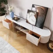 Picture of Palley Modern Oval TV Stand - Natural wood