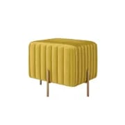 Miro – Upholstered Ottoman with Luxurious Fabric and Golden Metal Legs