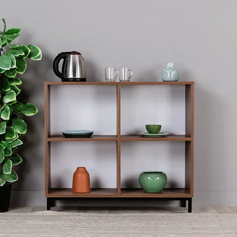 Lauro – Natural Wood Display Shelf with Compact 6-Cube Design