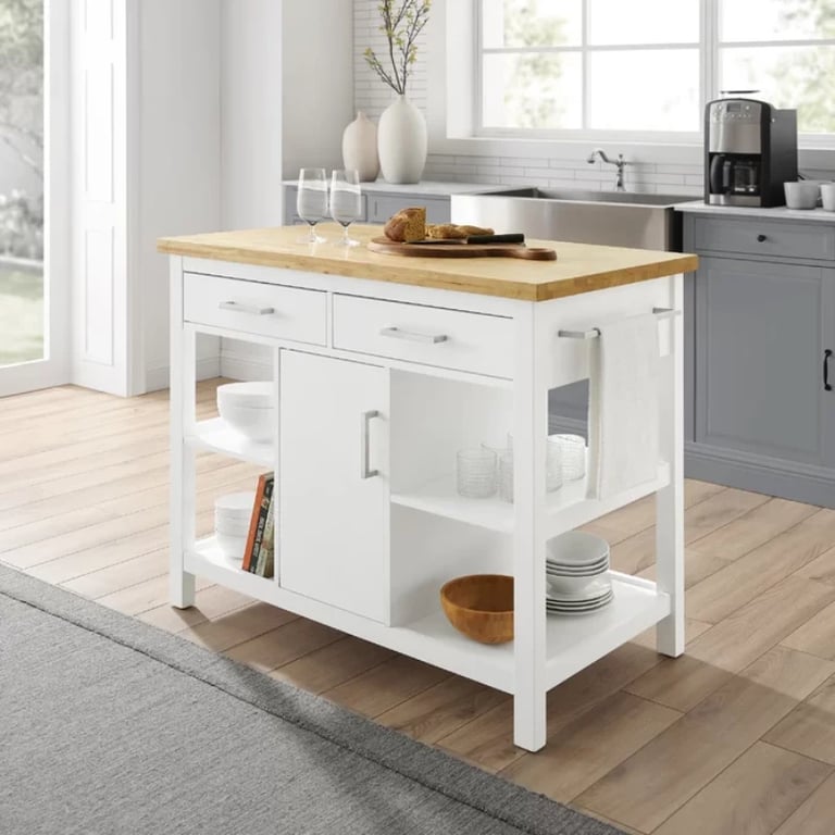 Flury Small Kitchen Island with storage