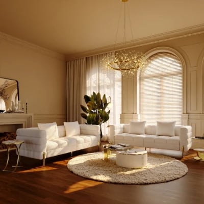 Liora set  with a natural wood base