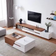 Picture of Rikke Tables Set – Natural Wood TV Unit & Coffee Table