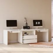 Picture of Clajy – Natural Wood Desk -Modern Desk with 4 Drawers & 1 Cabinet