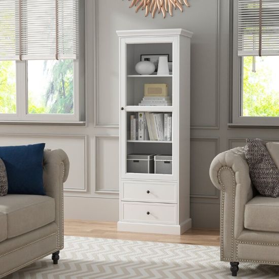 Liyan Glass Storage Cabinet – Natural Wood