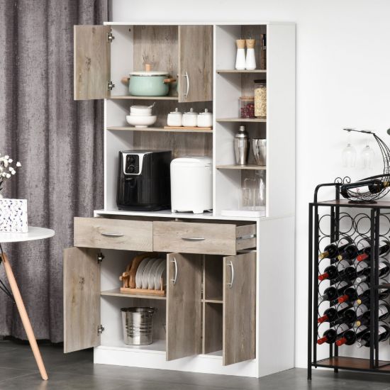 Silia Kitchen Unit – Natural Wood Design with Open and Closed Storage