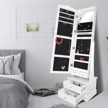 Picture of Rotana White Jewelry Armoire with Mirror