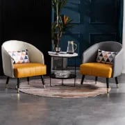 Picture of Saphira Modern Accent Chair – Leather with Stainless Steel Legs