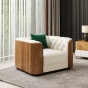 Montclair – Luxury Sofa Set with Two Sofas and an Armchair in Natural Wood Accents