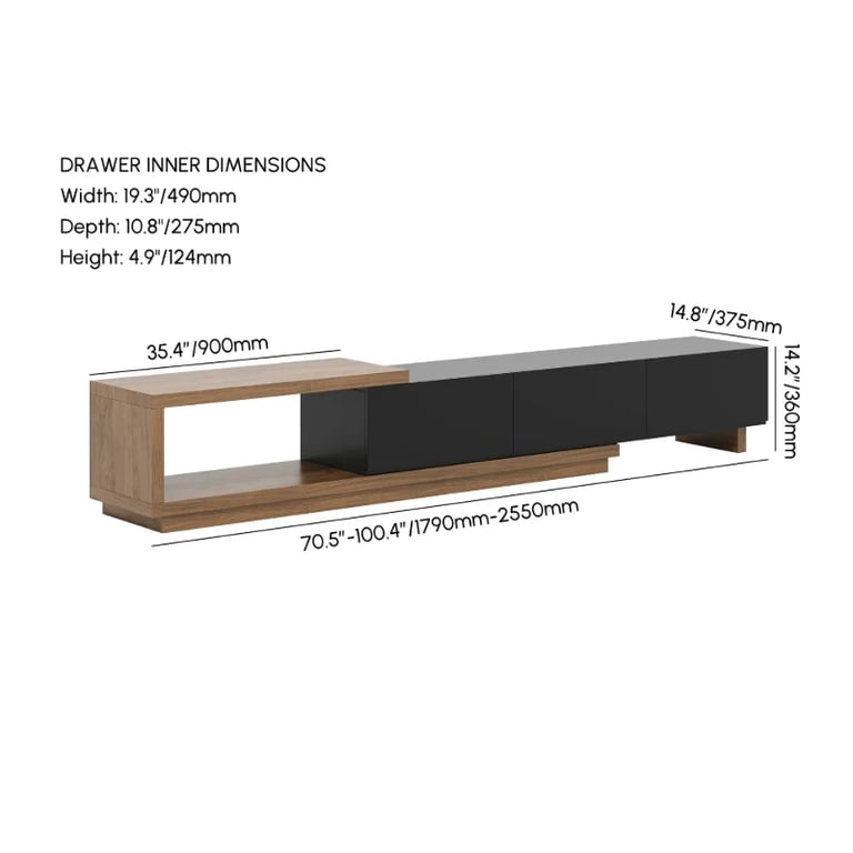 Mauro Media Set in Natural Wood & Black