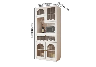 صورة بوفيه صغير ابيض خشب طبيعي -أزها