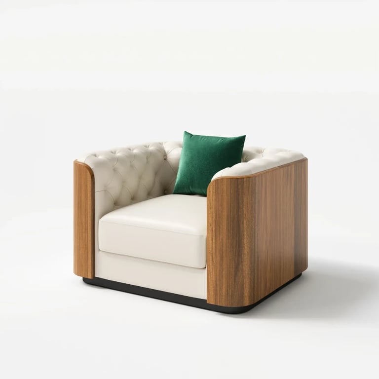 Montclair – Luxury Sofa Set with Two Sofas and an Armchair in Natural Wood Accents