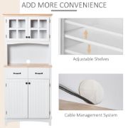 Costa Kitchen Hutch Compact Storage Cabinet with Glass Doors - Natural Wood