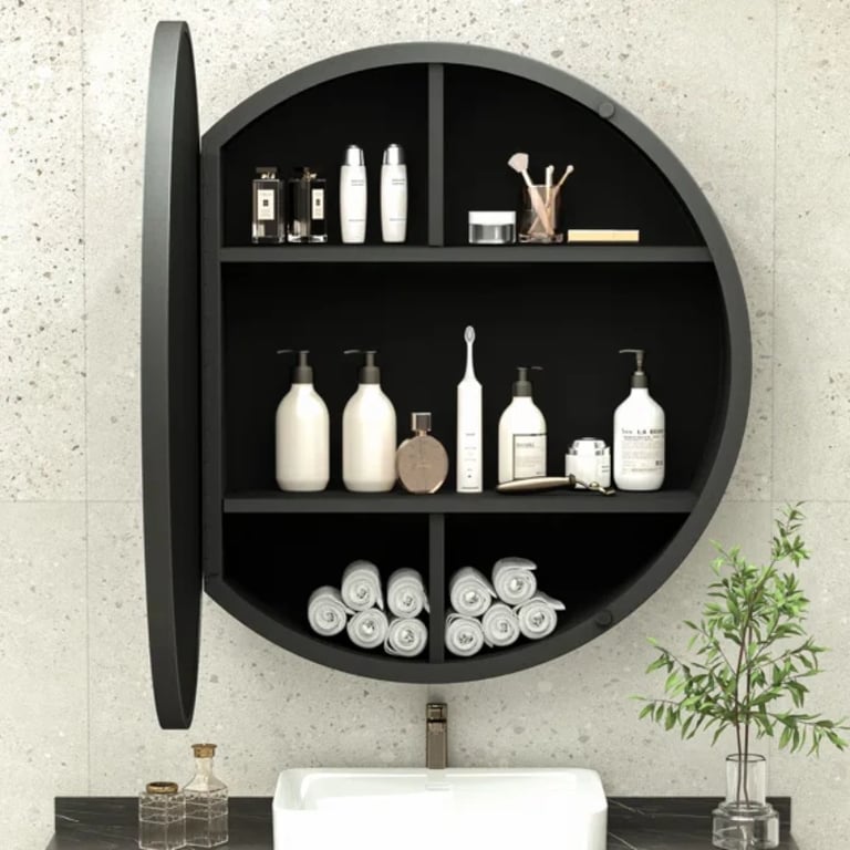 Picture of Streamlined round medicine cabinet Majiro