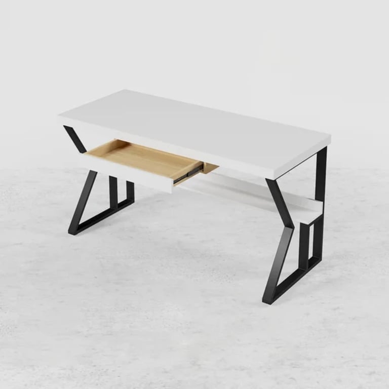 صورة داريل – مكتب كتابة من الخشب الطبيعي مع رف ودرج