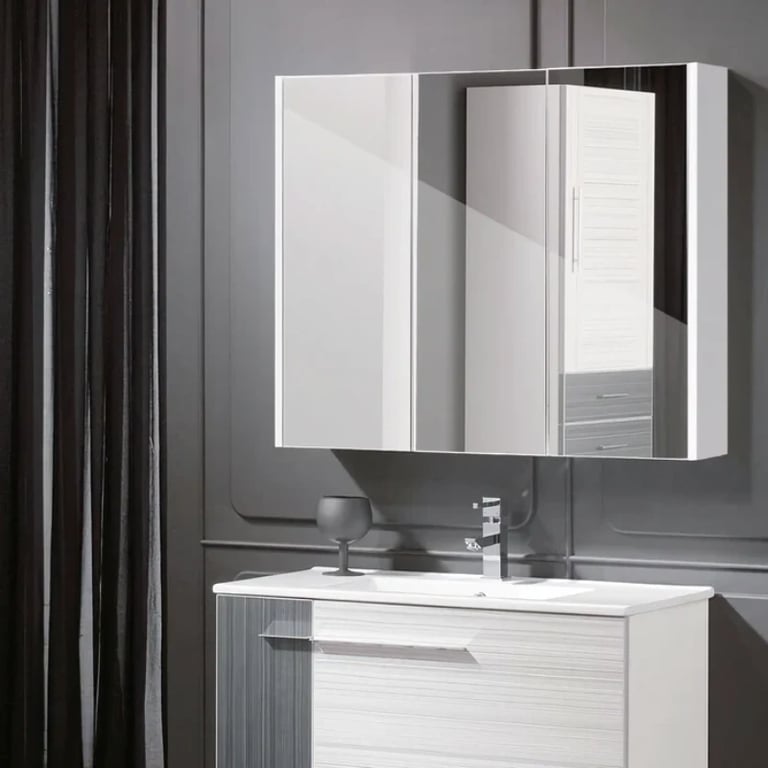 Romer Surface Mount Frameless 3 Door Medicine Cabinet with 6 Adjustable Shelves