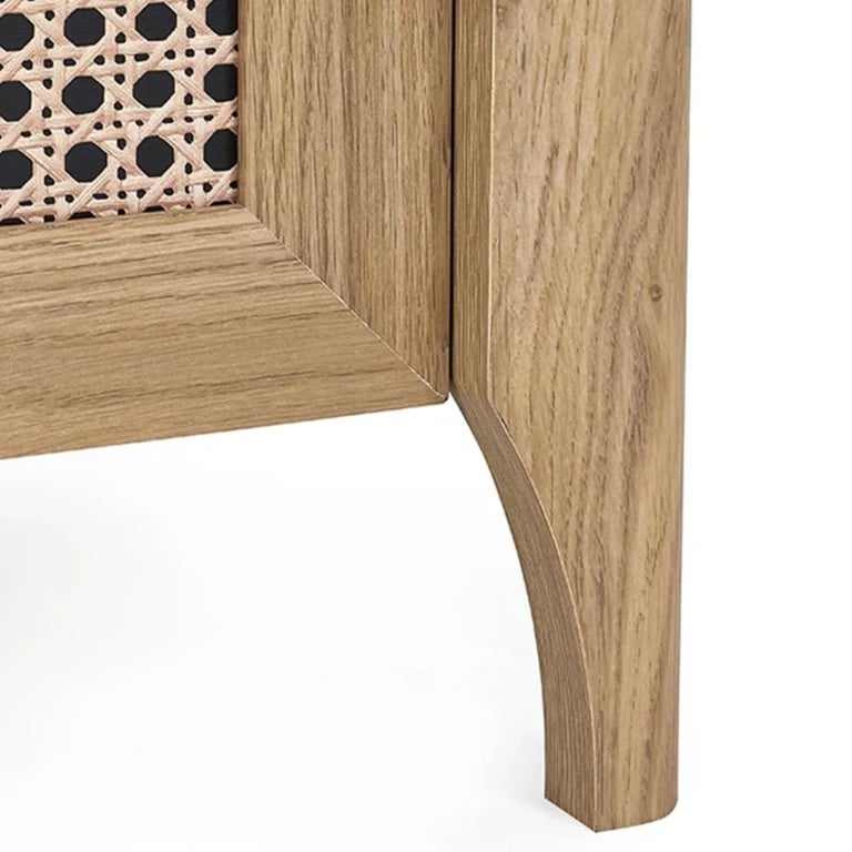 Alara – Natural Wood & Rattan 2-Drawer Bedside Table