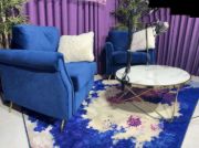 Picture of Daroa Modern Armchair – Natural Wood with Stainless Steel Legs