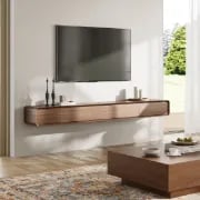 Picture of Aura Floating Natural Wood TV Unit – Rounded Corners