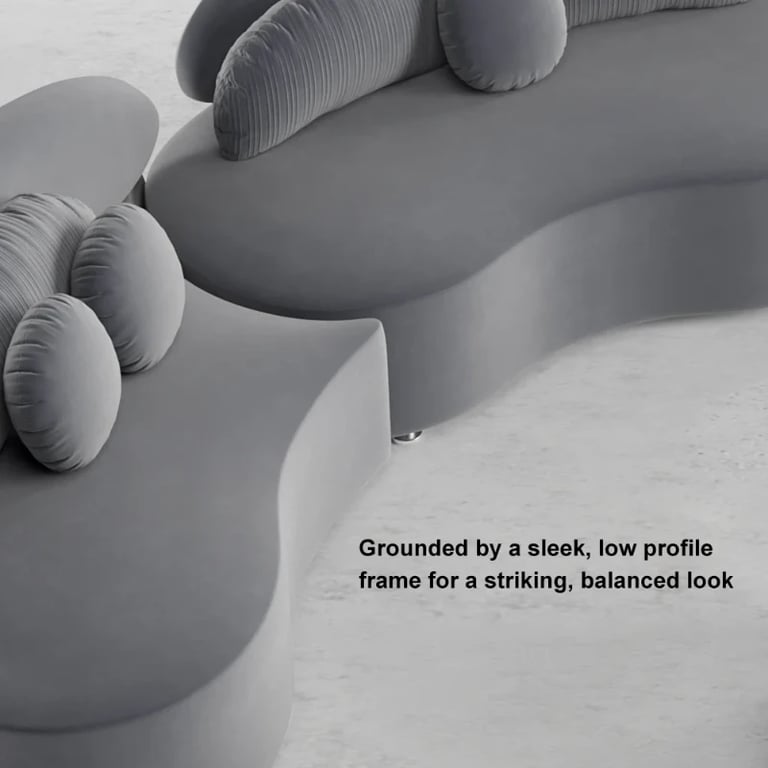 صورة روتانا – كنبة أرضية منحنية بتصميم فني – 3 قطع- خشب طبيعي