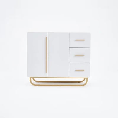 صورة بوفيه ابيض خشب طبيعي مع أدراج و أرفف