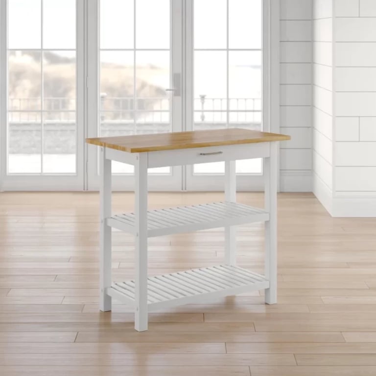 Moppi Solid Wood kitchen Island With Shelves