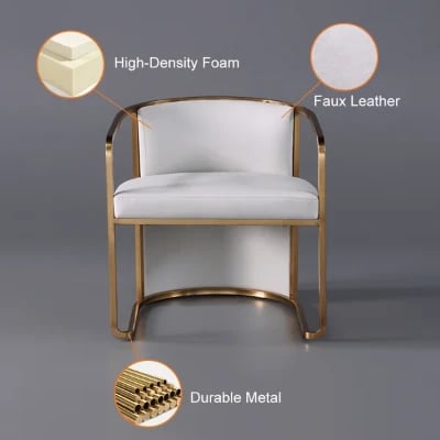 صورة لويـس كرسي عصري – أناقة الجلد الصناعي بقاعدة ذهبية