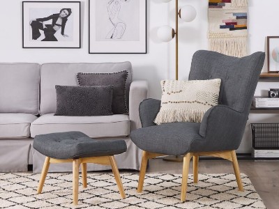 Picture of Montana Armchair Set – Natural Wood Armchair with Matching Footrest